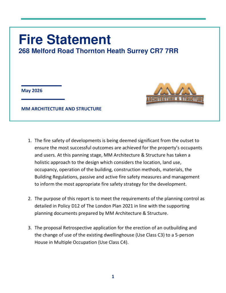 Fire Statement 268 Melford Road