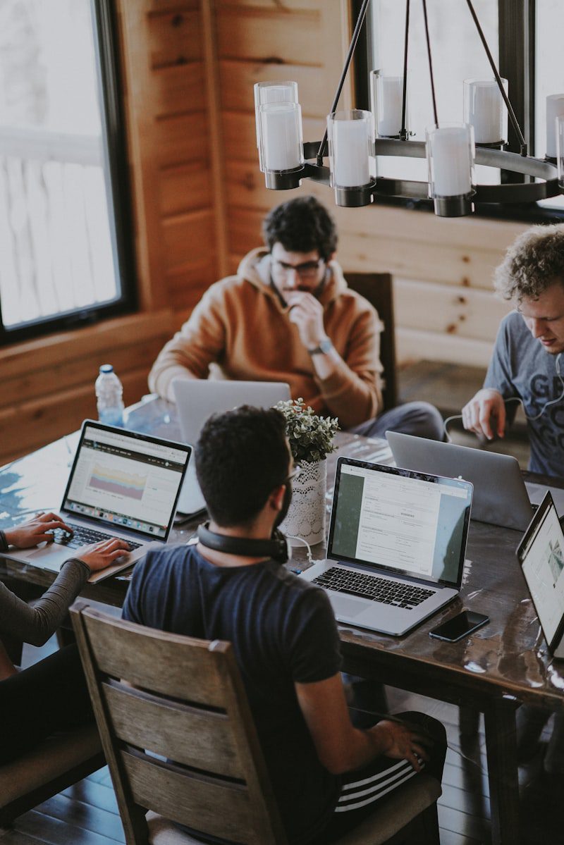 Architecture team collaborating in office