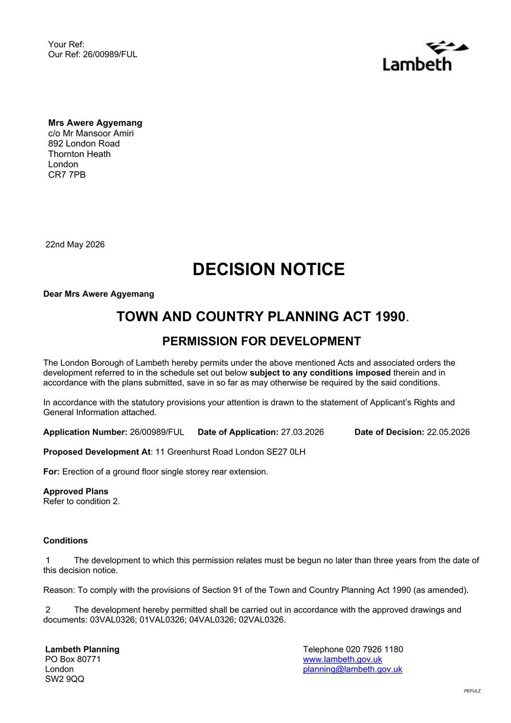11 Green approval
