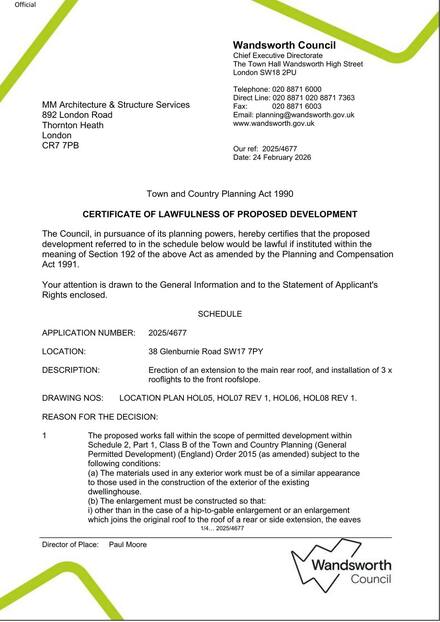 38 Glen Proposed approval