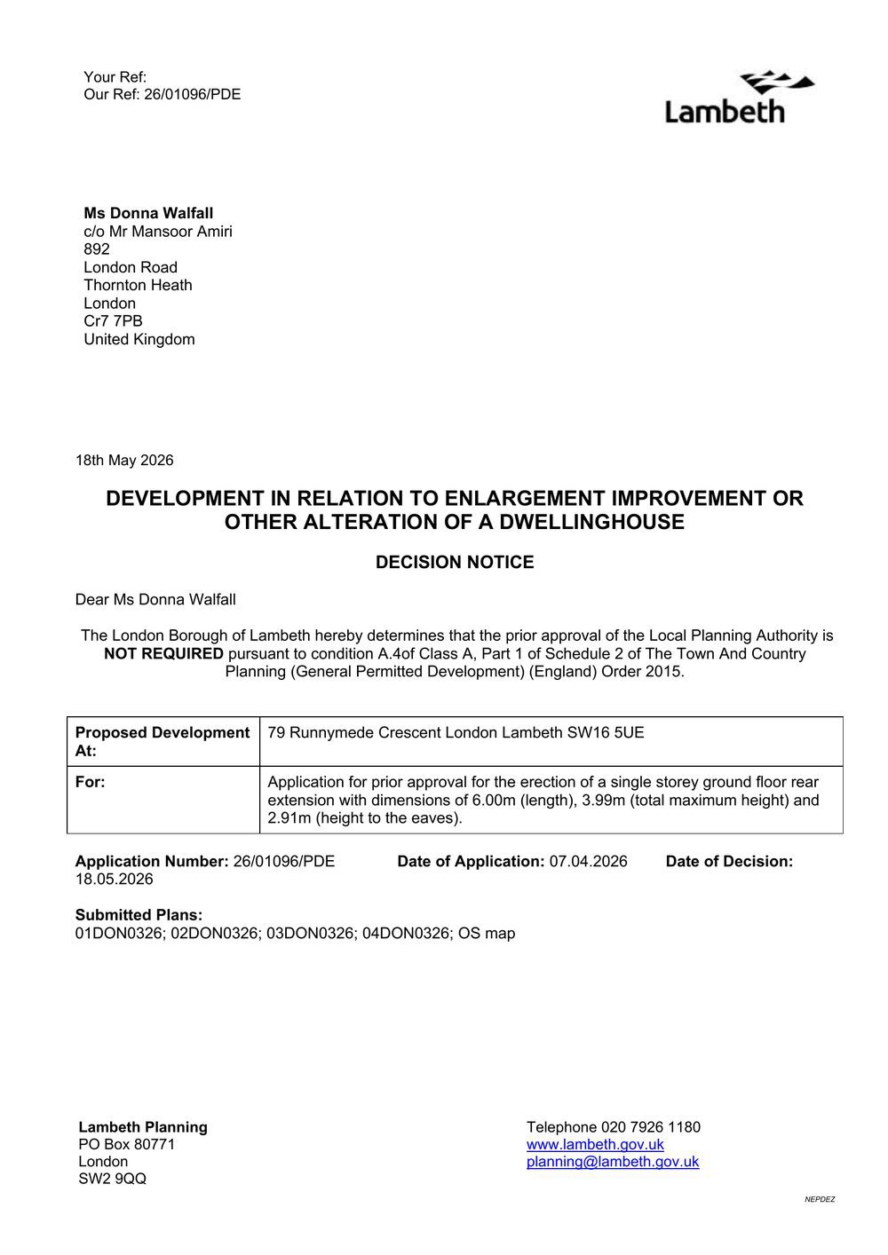 Certificate of Lawfulness — Approved
