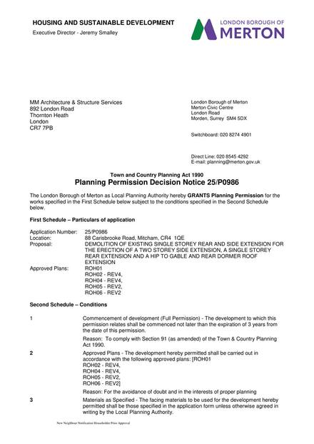 88 Cars Decision Notice approval