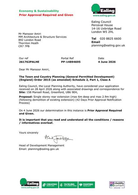 Decision Notice Ealing approval