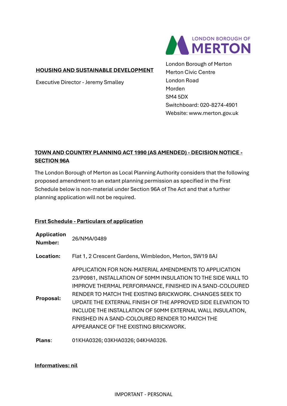 Amendment — Approved